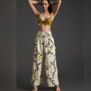 Anthropologie Smocked Wide-Leg Butterfly Pants size M